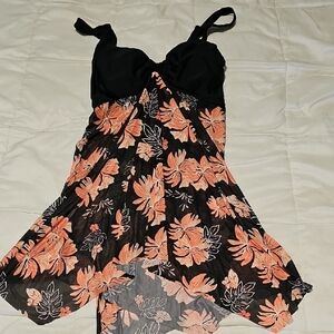 Floral Black and Pink Swim Top. Bottoms Not Included!
